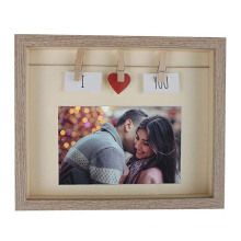 Fun A3 Photo Box Frames Light Brown Decorative Horizontal Love Picture Frame With Mat Wood Red Heart & Glass Pane